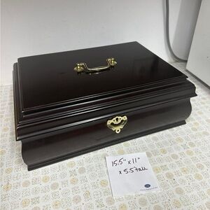 Wooden Jewelry Box with Gold Accents